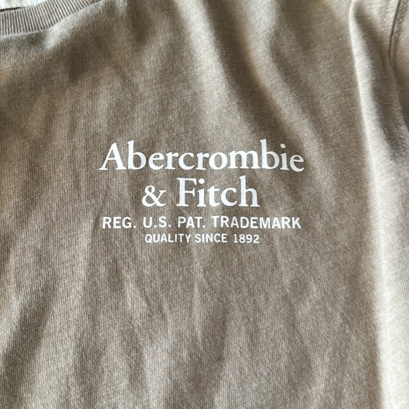 Abercrombie & Fitch Men’s Beige LongSleeves Round Neck with Logo on Sleeves - Picture 2 of 5